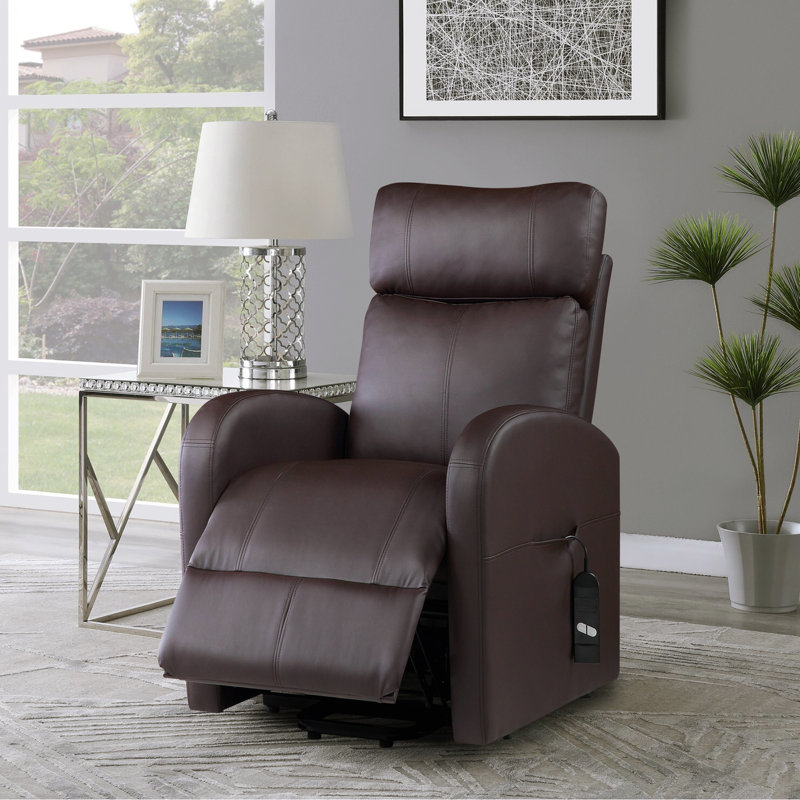Minocqua Upholstered Home Theater Seat, Brown Faux Leather