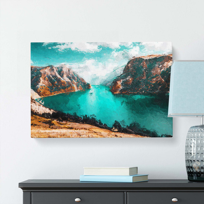 Lake Between The Mountains - Wrapped Canvas, 40cm H x 60cm W x 3cm D