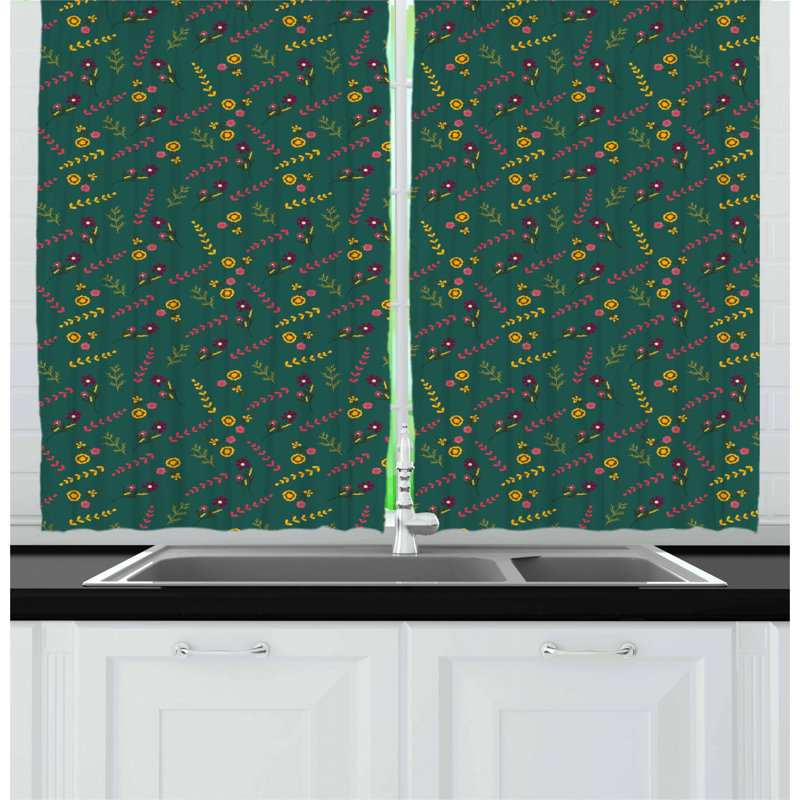 Floral Tailored Kitchen Curtain