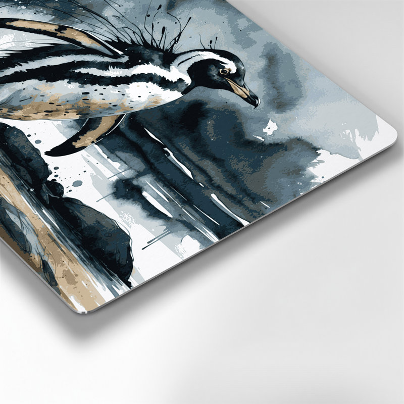 Faune, pingouin africain, art mural en métal bleu, H 12 po x l 18 po