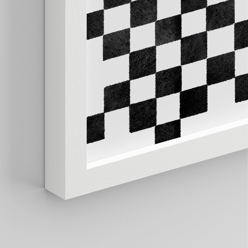 " Black And White Checkerboard ", 10" H x 8" W, White