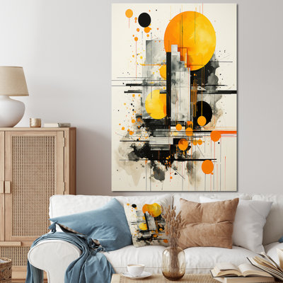 Jaune et noir, collage géométrique rayonnant II - Collages abstraits, art mural
