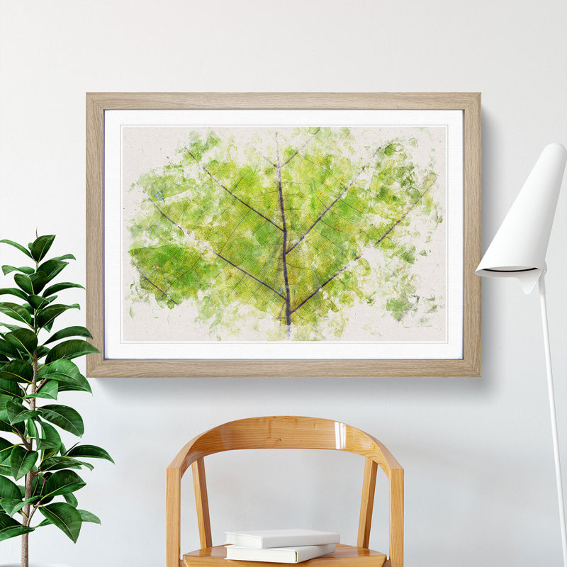 Lines of the Leaf Watercolour - Framed Print, 24cm H x 33cm W x 2cm D, Oak Framed