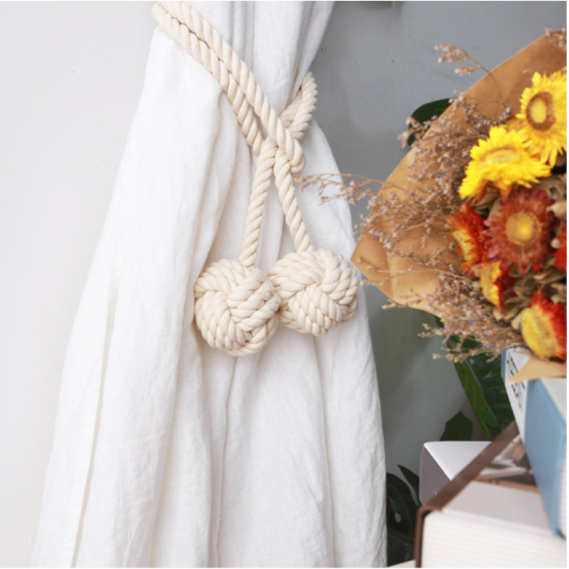 Gitane Rustic Rope Curtain Tieback with Decorative Knot (Set of 2), Beige