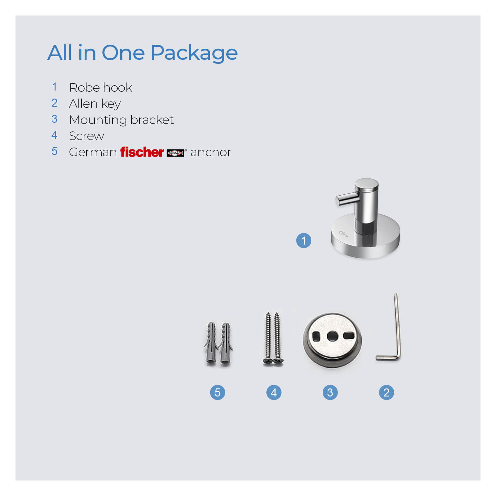 Wall Mounted Robe Hook, Chrome