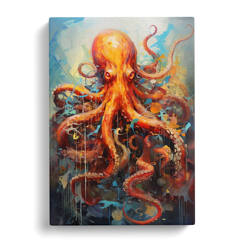 Octopus Expressionism Art - Wrapped Canvas