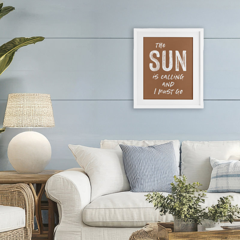 «Sun Is Calling Must Go», reproduction sous verre encadrée, design par lettré et doublé, H 21 po x l 17 po