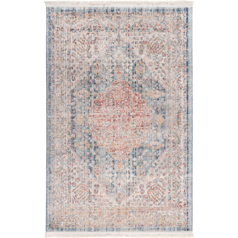 Tapis bleu / beige Earleen, Rectangle 2 pi 2 po x 3 pi 1 po