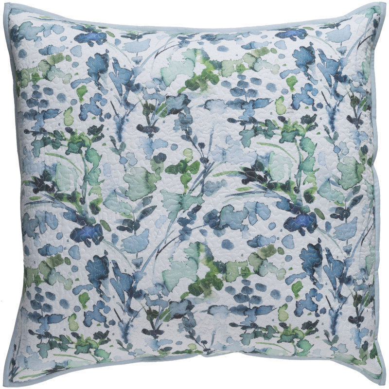 Naida Traditional Cotton Floral Quilt, Sky Blue/Grass Green, Twin Quilt + 1 Standard Sham