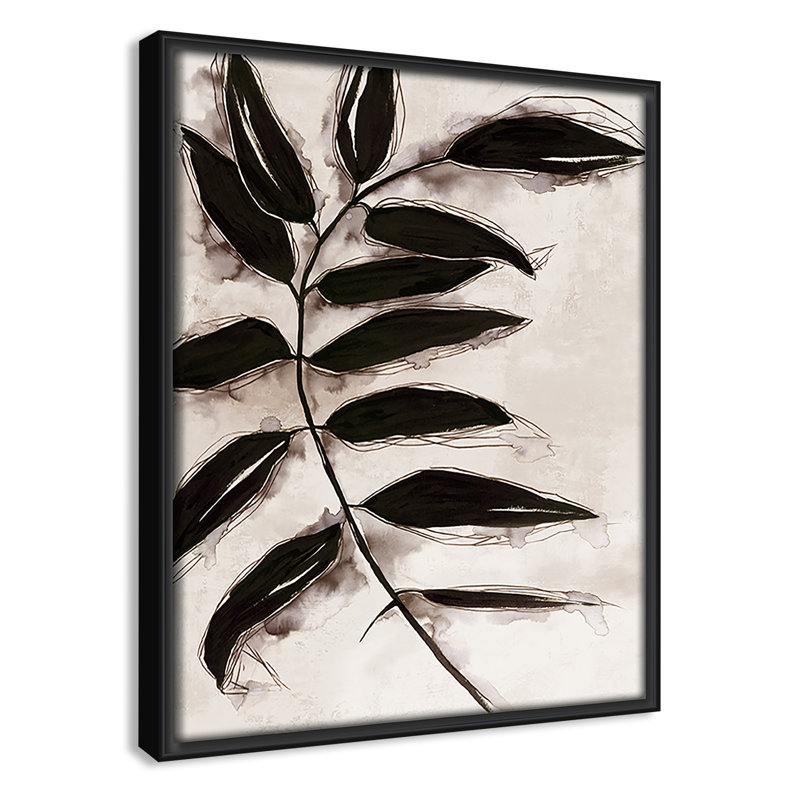 Feuilles II - Toile à cadre flottant, H 11,5 po x l 9,5 po x P 2 po, Cadre noir