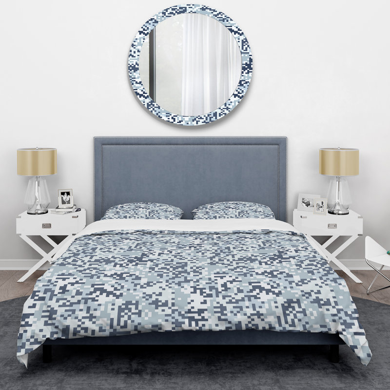Camouflage tendance bleu blanc - ensemble de housse de couette abstrait - microfibre de polyester