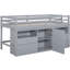 Lit mezzanine simple gris avec 4 tiroirs, sous l'armoire et l'ensemble de tablettes - Stable et espace utilisé dans 4 assemblages, avec tablettes-1605947583