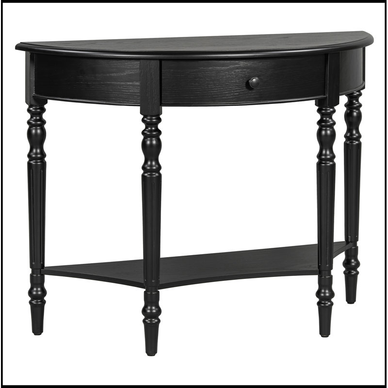 Demi-lune Tenisha avec tiroir et tablette, Black