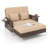  2PCS Wicker Loveseat & Storage Ottoman w/ 4-Level Backrest & Soft Cushion Beige-1784665455
