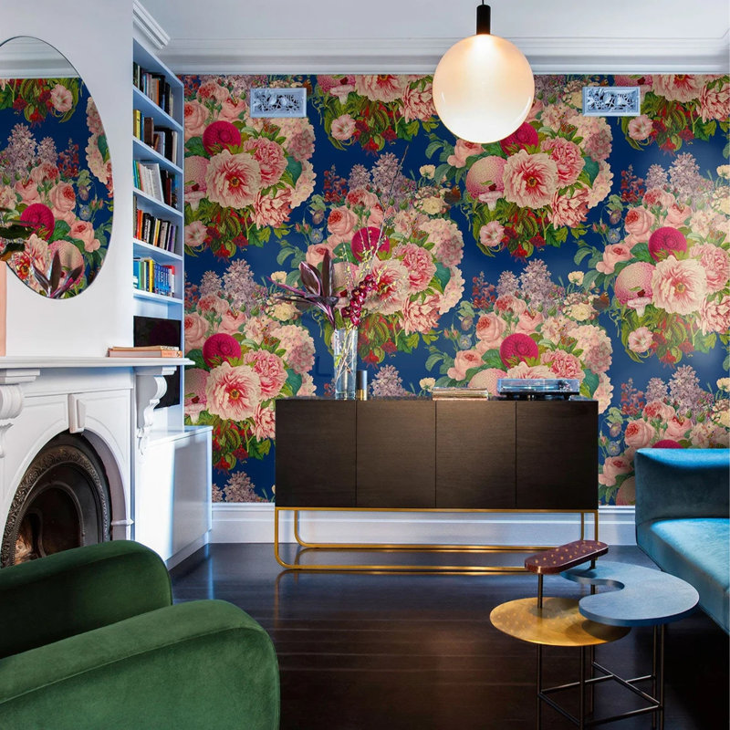 Blue Floral Dutch Wallpaper