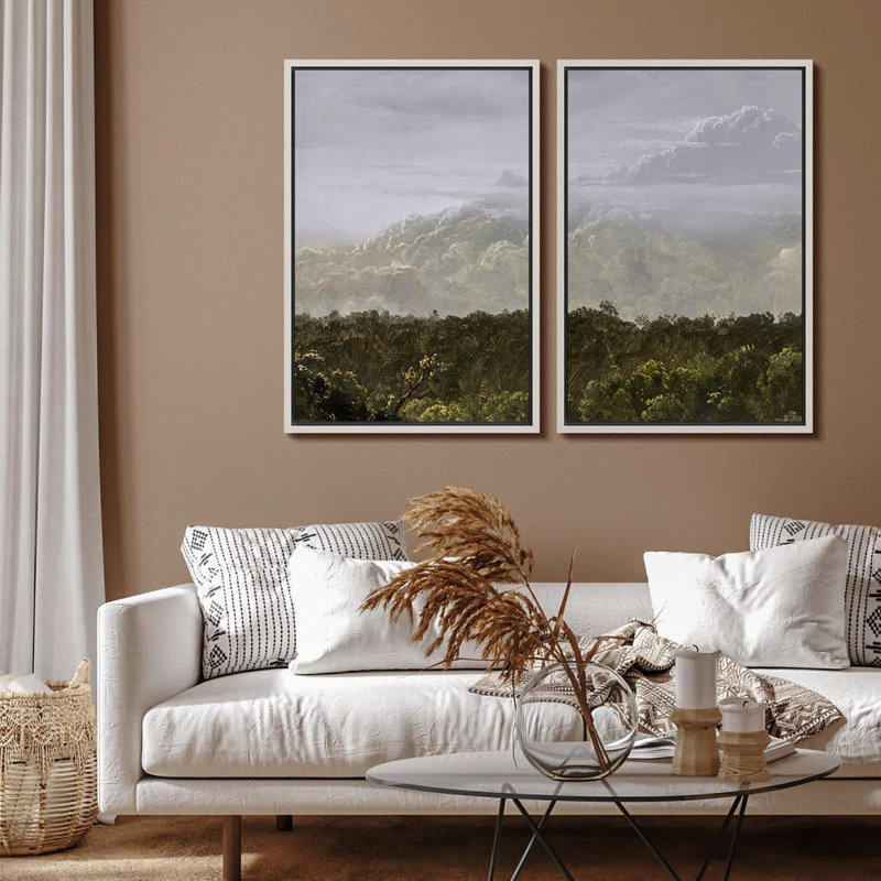 «Misty Rainforest Canopy Dual Panel», 2 pièces sur toile, Naturel, H 24 po x l 32 po