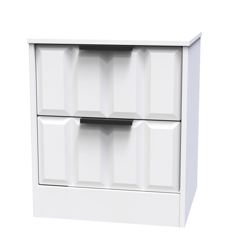Doss 45cm W Manufactured Wood Bedside Table, White Matt