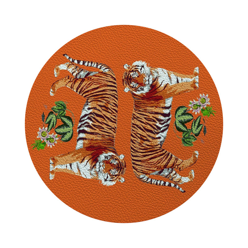 Tiger Seeing Double 16" Vinyl Placemat, Orange