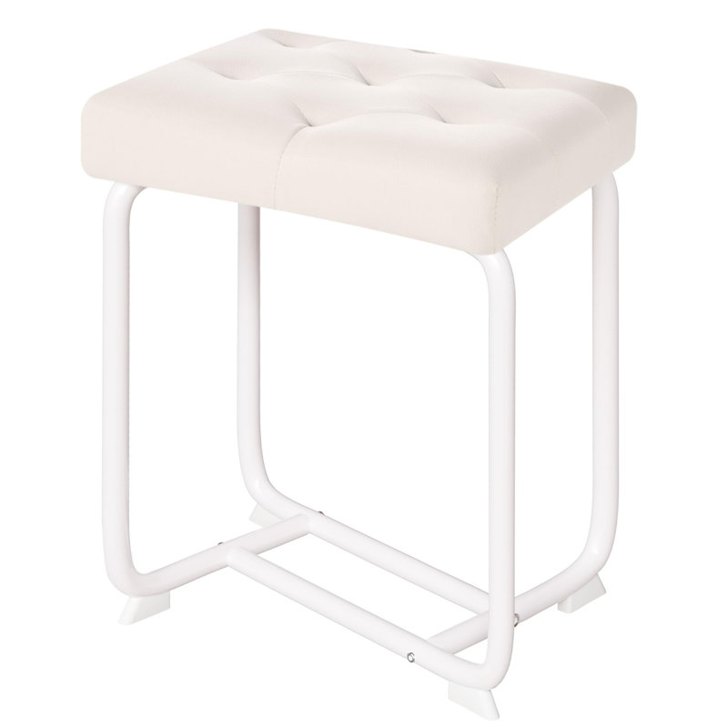 Tabouret de coiffeuse en cuir, Blanc