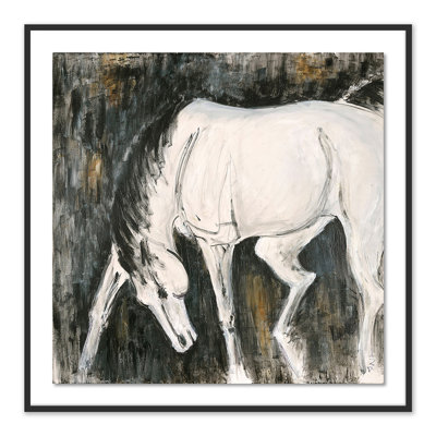 « white cheval i » par donna bernstein-floater, peinture encadrée sur papier