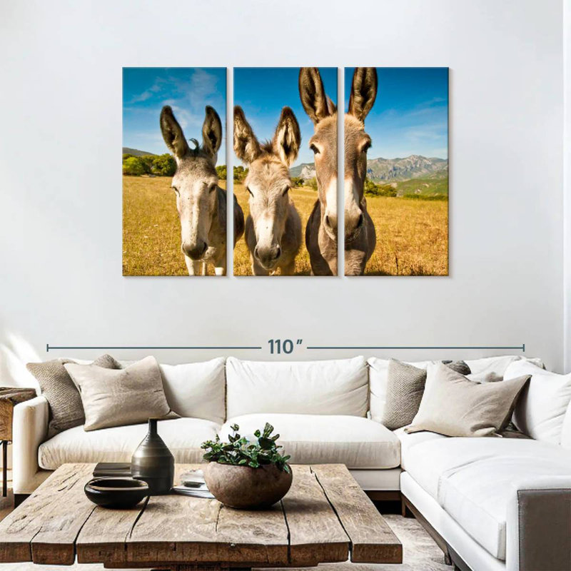 Brampt Donkey Trio, 48" H x 74" W