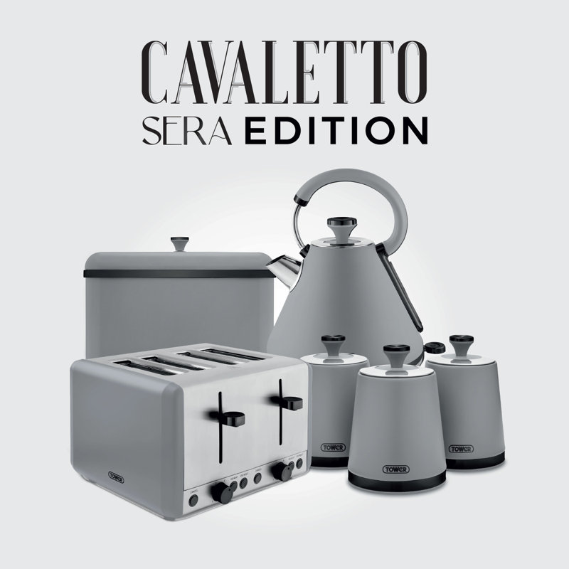 Tower Sera Pyramid Kettle with Smoked Black Trim, 1.7L, 3KW, Grey