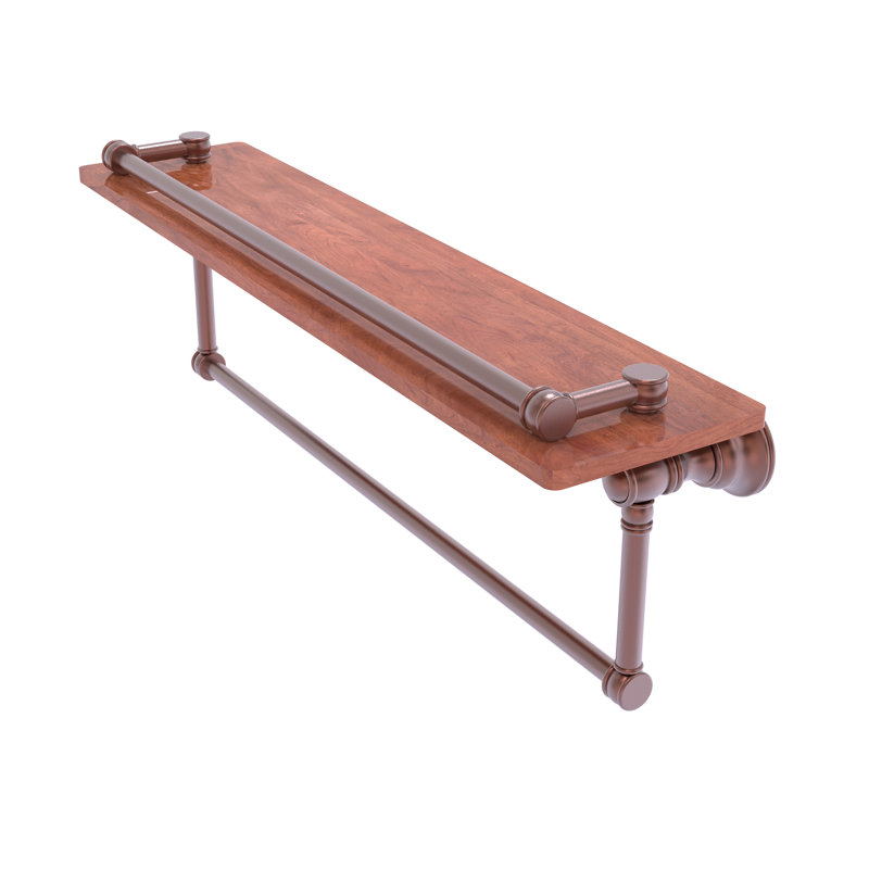 Tablette en bois massif Freyja, H 5,54 po x l 22 po x P 7,4 po, Cuivre antique