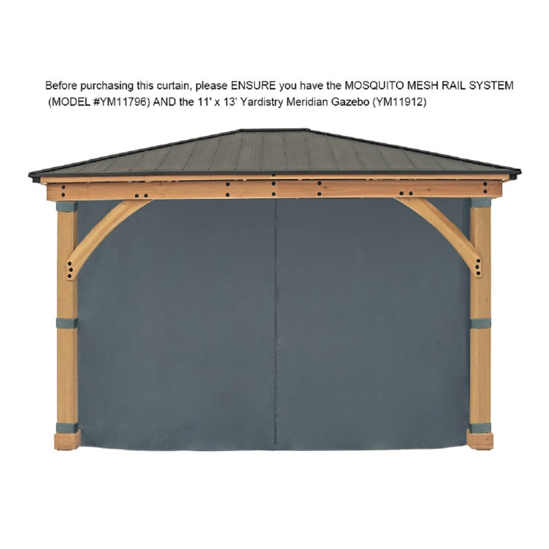 Gray Weather-Resistant 4-Sided Privacy Curtain for 11 ft. x 13 ft. Gazebo