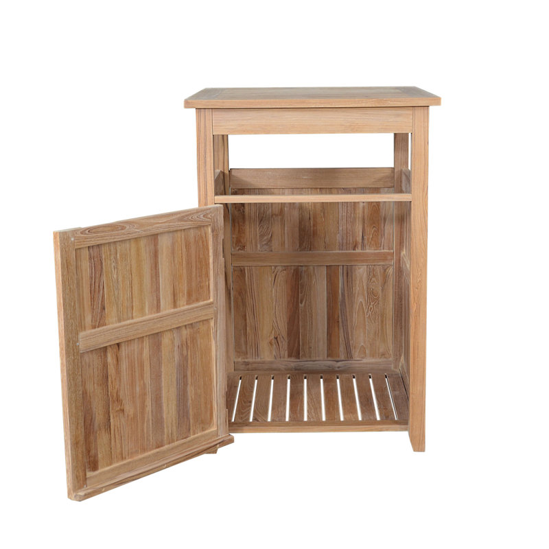Anderson Gray Teak Large Outdoor Trash Bin