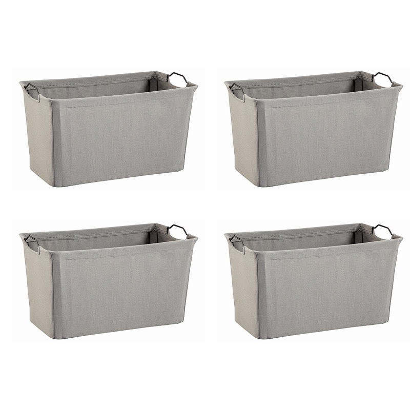 Ensemble de 4 bacs en tissu à structure métallique, Gris