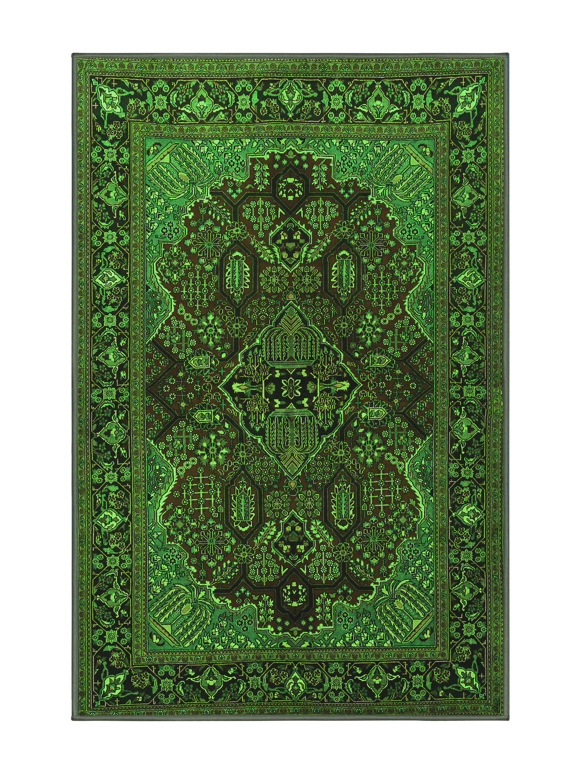 Green Roses Rug Bungalow Rose Traditional 2020 Green Machine Washable Area Rugs | Wayfair