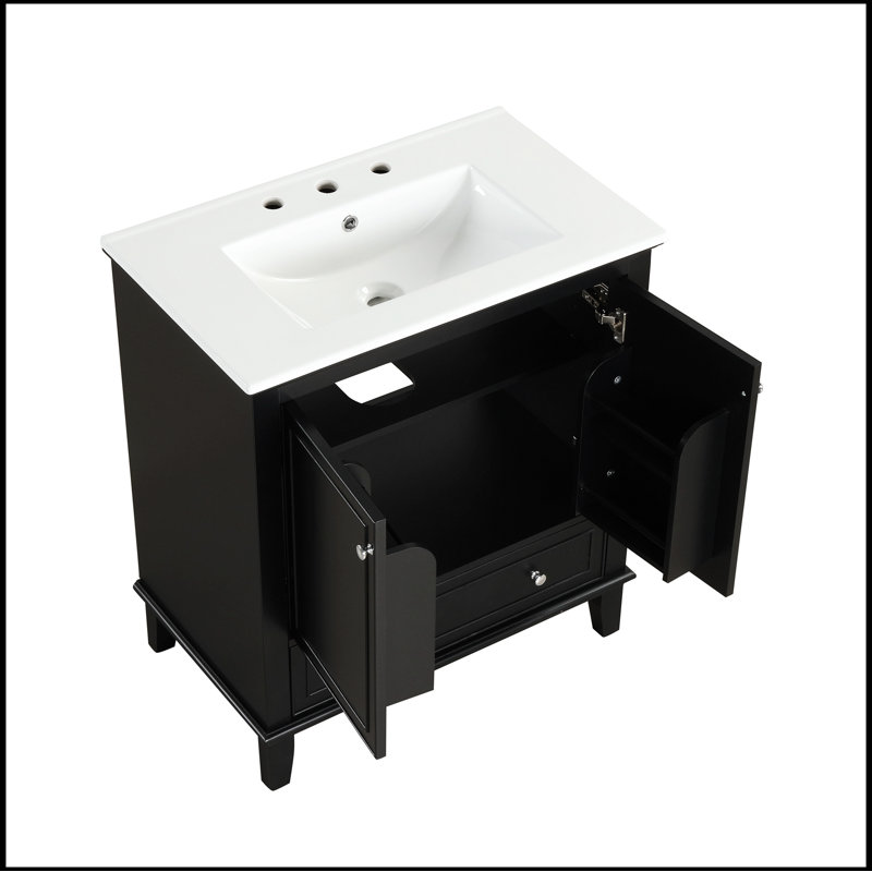 Meuble-lavabo multifonctionnel avec portes et tiroir 30 po