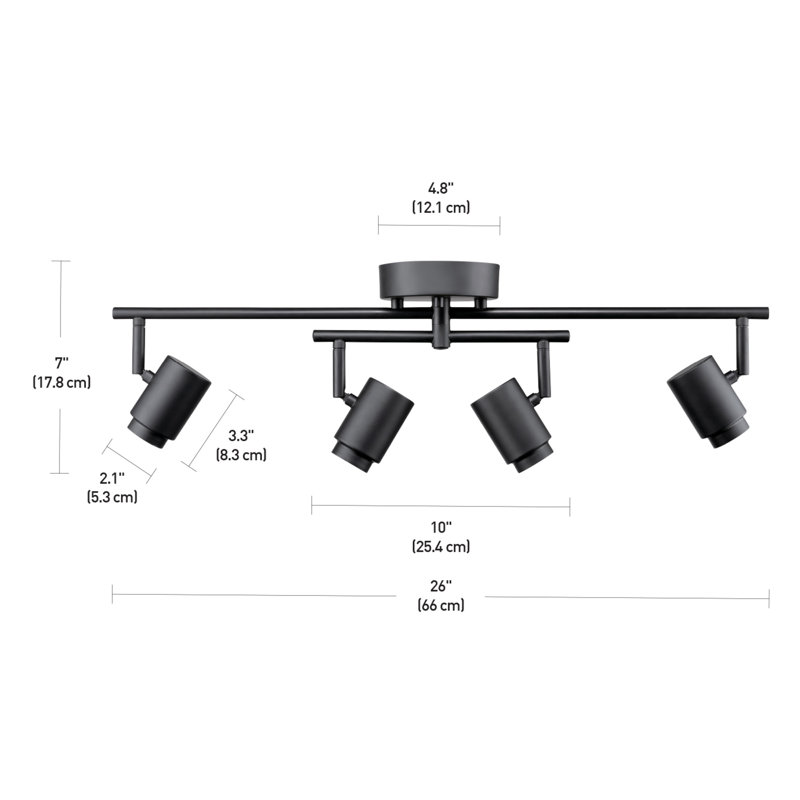 26'' 4 -Light Fixed Track Track Kit with Dimmable and Adjustable Head