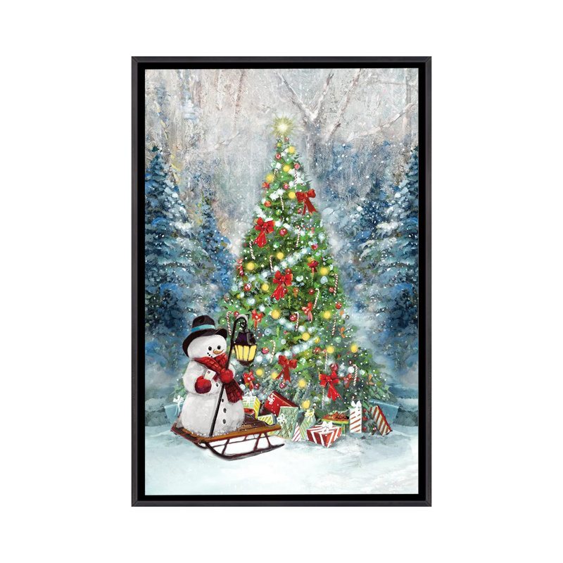 Cadeaux d'arbre de Noël - reproduction d'art murale - toile encadrée, Noir patiné, H 40 po x l 26 po
