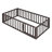 Twin Size Wood Floor Bed Frame With Fence And Door, Walnut-202598691-202598692
