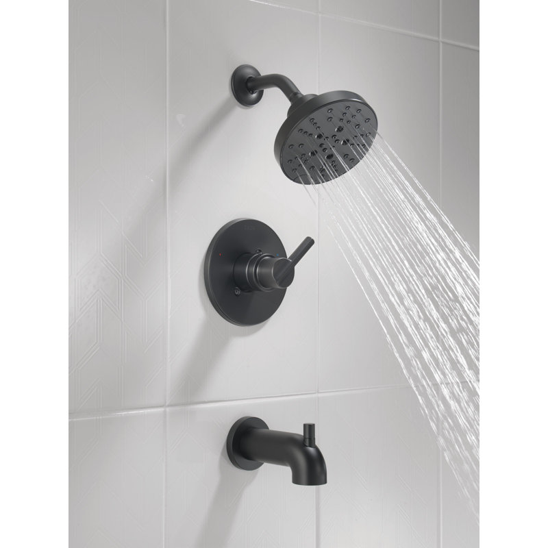 Nicoli 14 Series H2Okinetic Bathtub and Shower Faucet Set, Matte Black Shower Head and Handle Set, Valve Trim Kit, Matte Black (Valve Included)