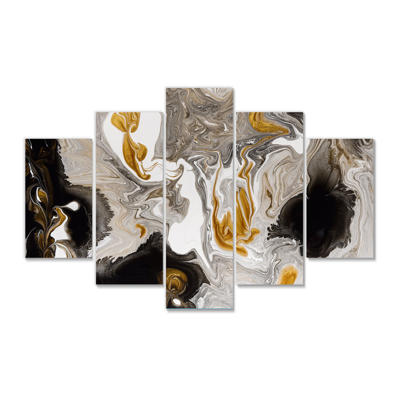 Marble Waves I - 5 pièces, impression sur toile tendue