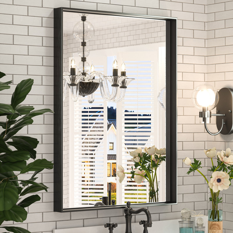 Stemn Framed Bathroom Vanity Mirror Accent Mirror, Black, 30" x 22"