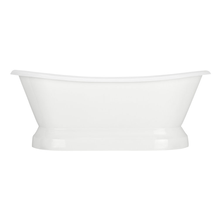 Frayser 71" Free Standing Cast Iron Soaking Tub with Rear Drain and Overflow