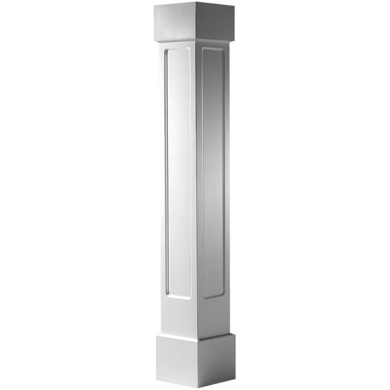 Ensemble de colonnes encastrées carrées classiques en PVC avec base standard standard Craftsman, H 120 po x l 5,63 po