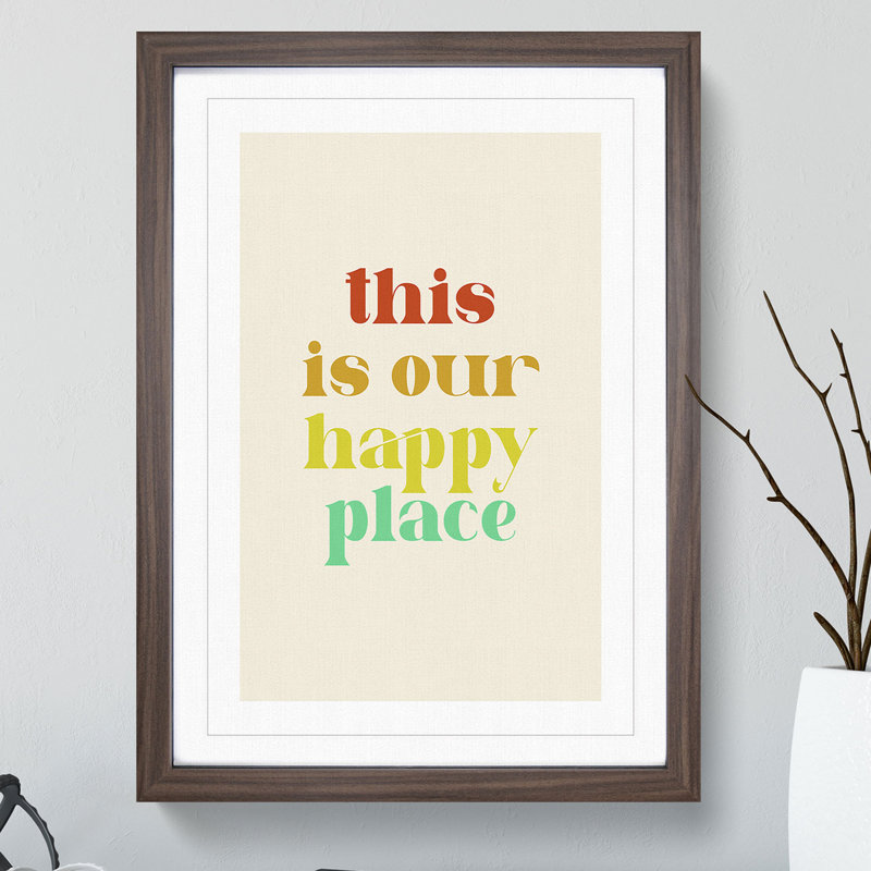 This Is Our Happy Place - Picture Frame Typography, 36cm H x 27cm W x 2cm D, Walnut