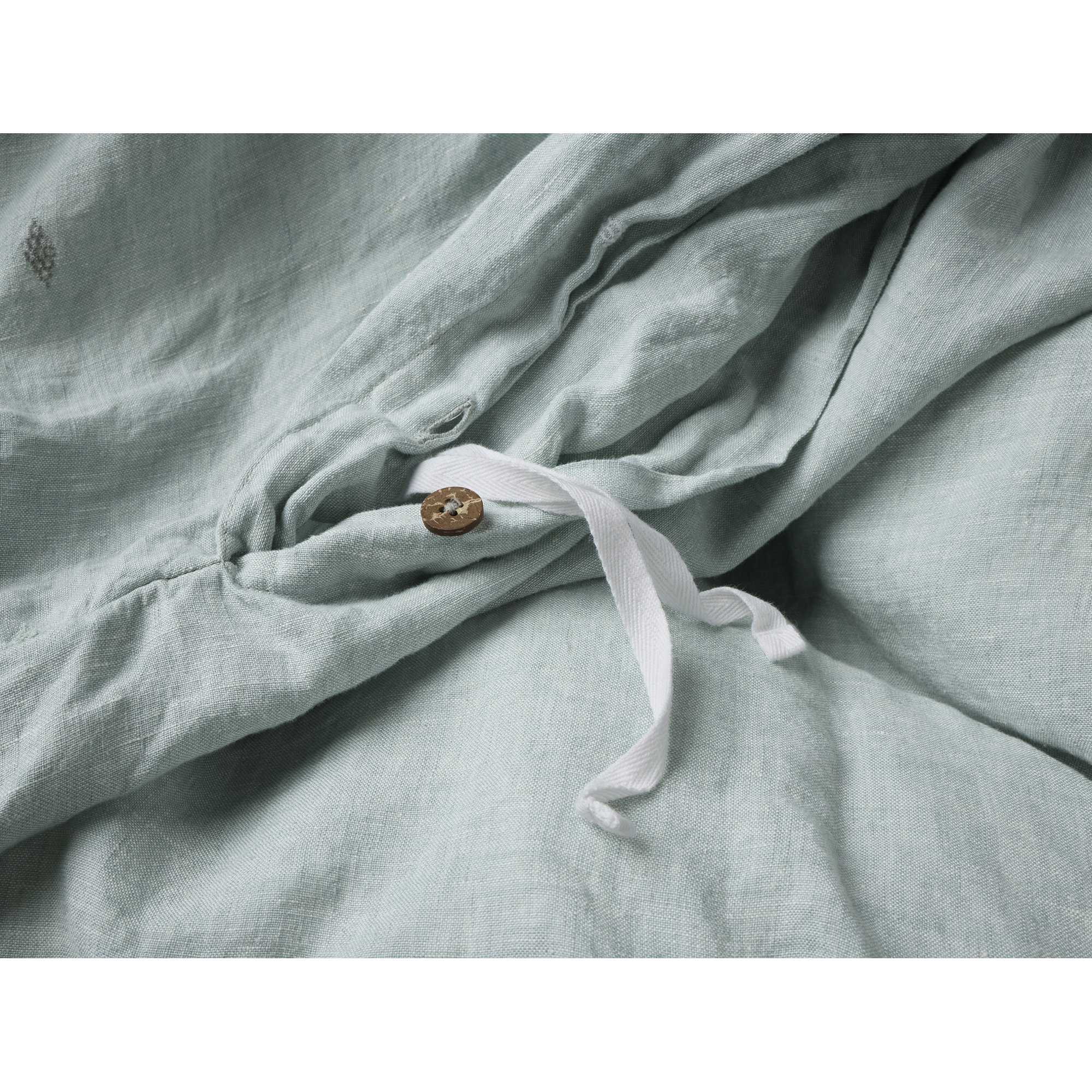 Cambria Belgian Flax Linen Duvet Cover, Queen Duvet Cover, Pacific Blue Chambray w/ Multi