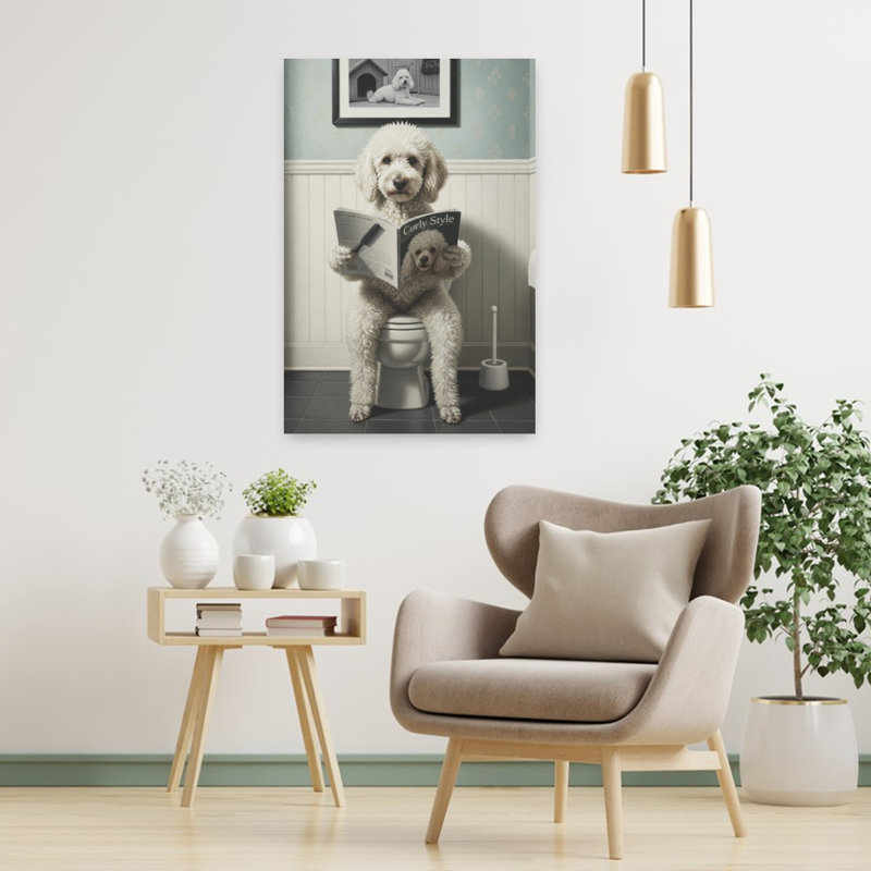Curly Dog Reading by Andreas Magnusson - Wrapped Canvas Print, 91.44 cm H x 60.96 cm W