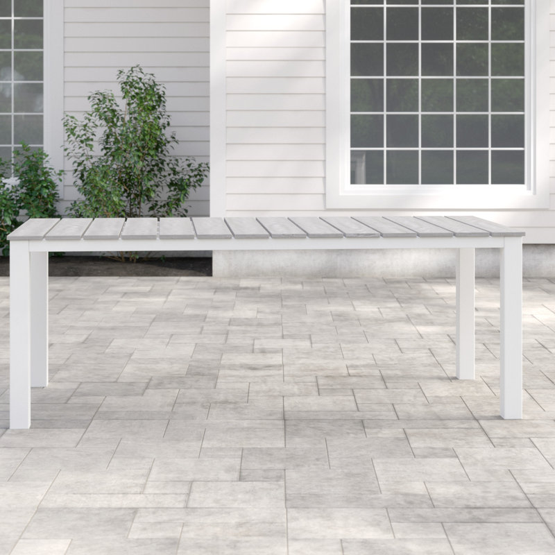 Modway Maine 80" Outdoor Patio Dining Table, Light Gray Velvet