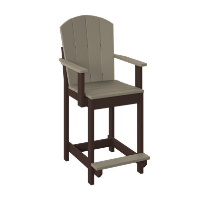  Chaise de salle à manger à hauteur de comptoir Fanback. Bois vieilli et brun Tudor