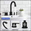 Robinet de lavabo de salle de bain surdimensionné noir mat 2 poignées 8 pouces robinet de lavabo 3 trous 360 ° bec pivotant robinet de lavabo avec ensemble de bonde escamotable
