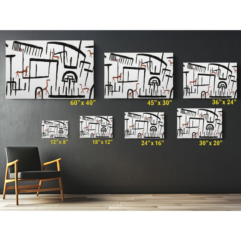 Animaux dans une enceinte - reproduction sur toile tendue, H 20 po x l 30 po x P 1 po