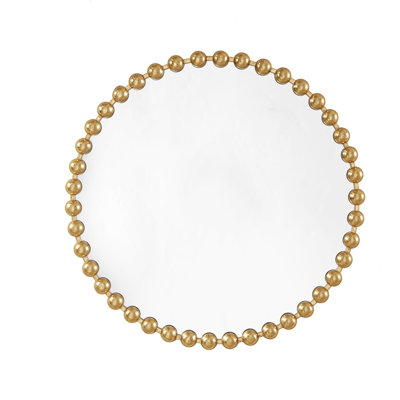 Metal Room Wall Mirror with Beaded Detailing