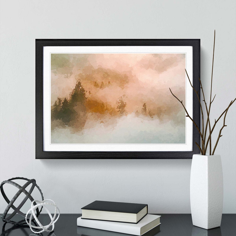 Misty Forest - Picture Frame Graphic Art Print, Black Framed, 62cm H x 87cm W x 2cm D
