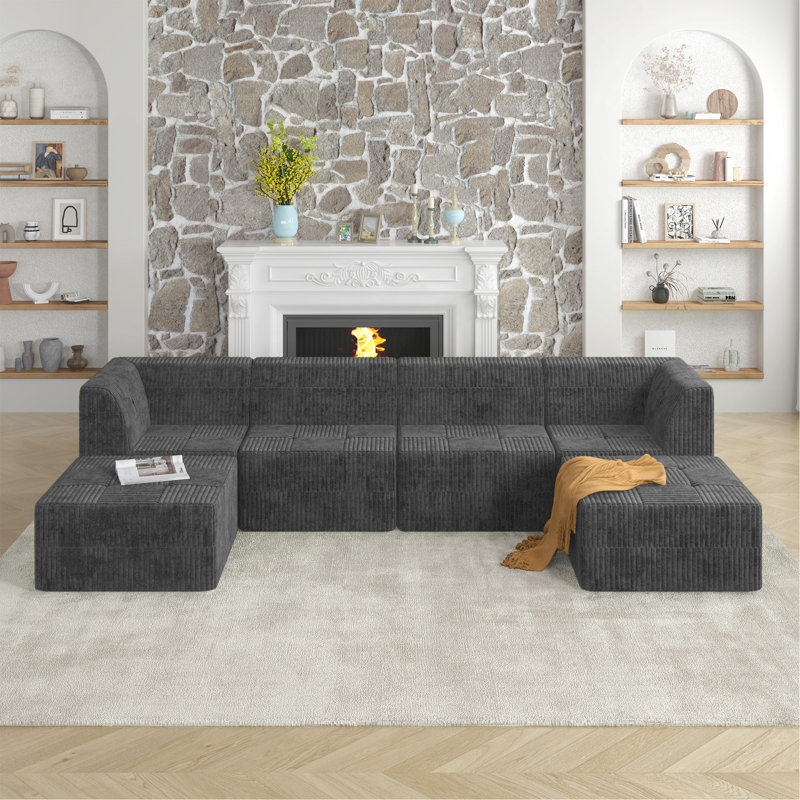 U Shape Modular Sectional Sofa, Gray